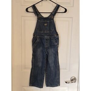 Vintage OshKosh Vestbak Blue Denim Bib Overalls Kids‎ Unisex Size 4 Toddler EUC